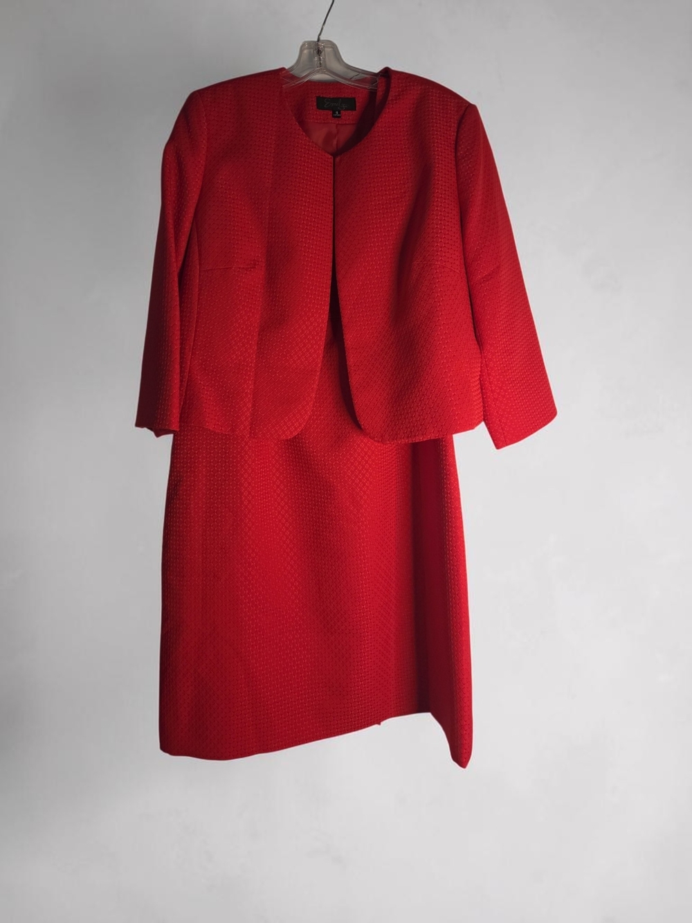 Classic Red Women's Dress with Matching Jacket